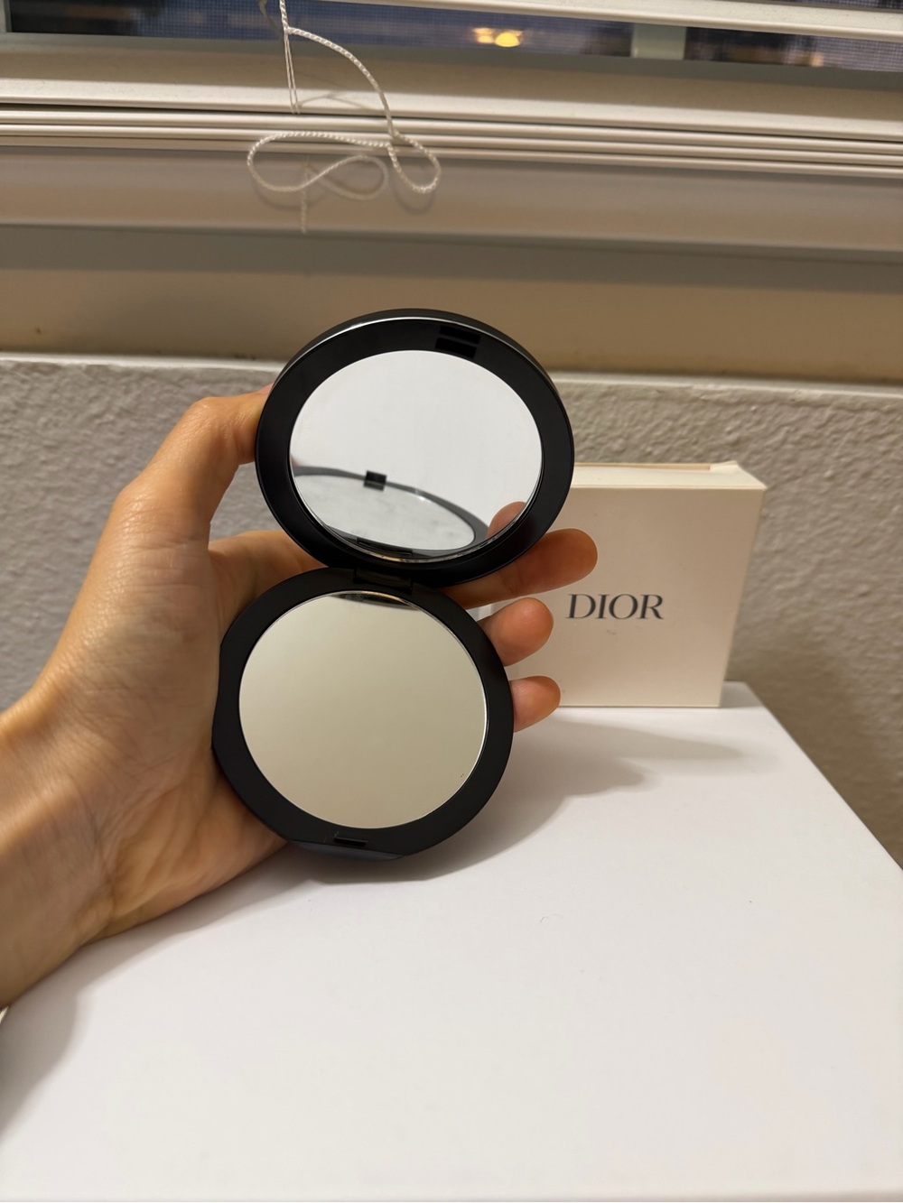 Dior Black Quilted Leather Round Compact Mirror with CD Charm - Picture 7 of 10